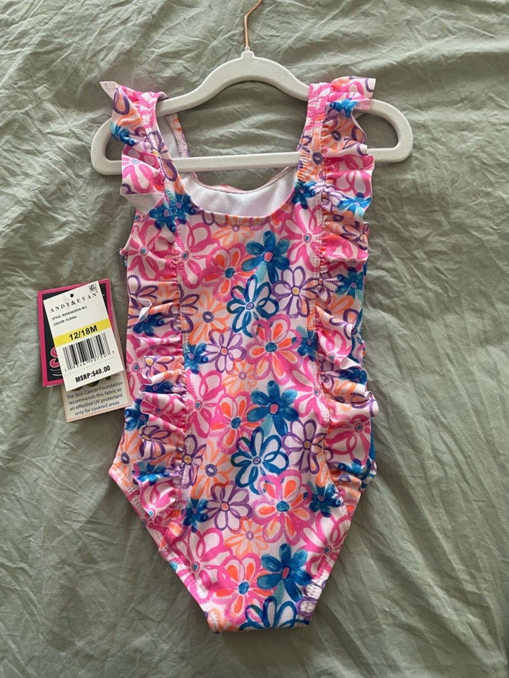 Andy & Evan Pink Floral Ruffle One-Piece Swimsuit